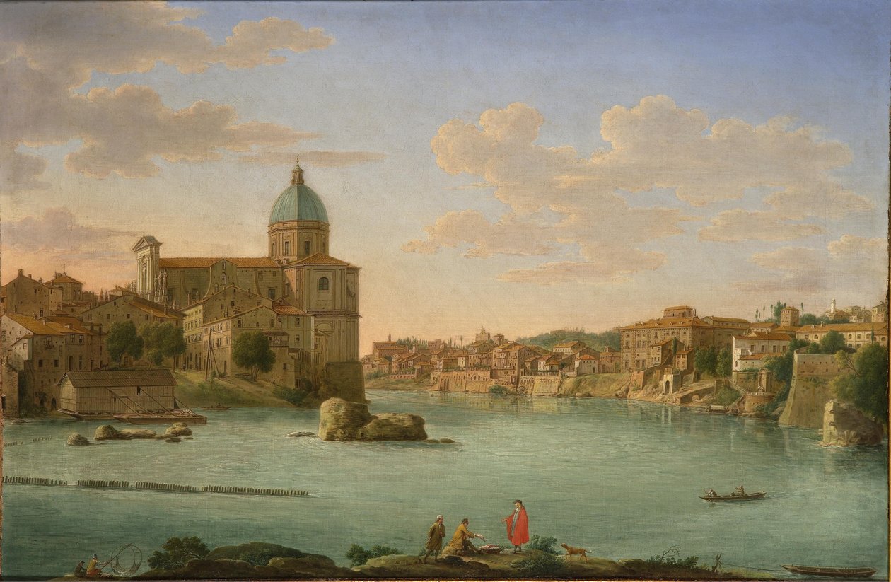 Roma, uma vista de San Giovanni dei Fiorentini de Hendrik Frans van Lint