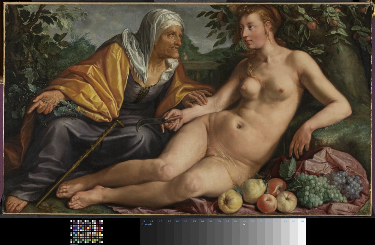 Vertumnus en Pomona de Hendrik Goltzius