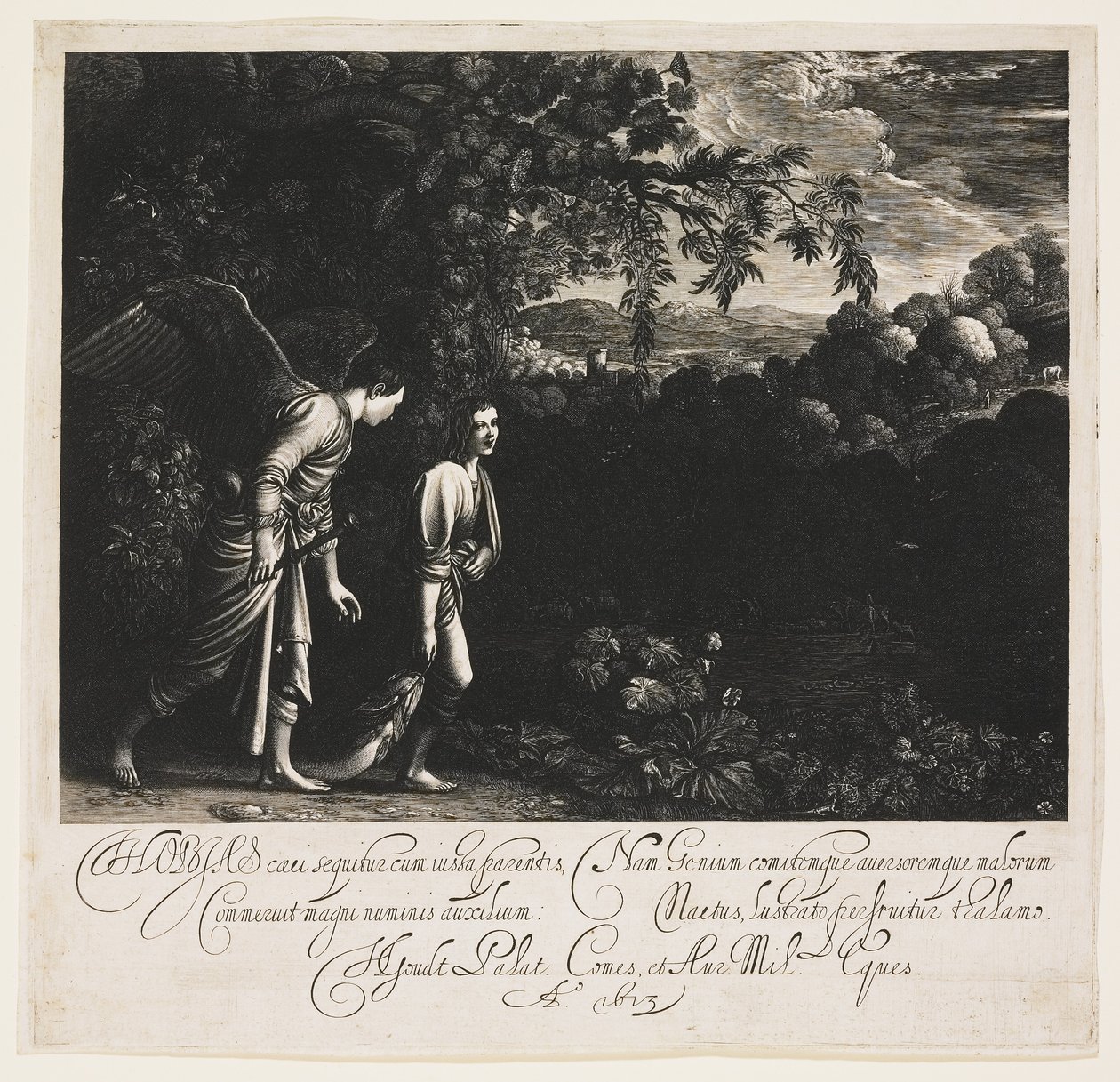 Tobias e o anjo, 1613 de Hendrik Goudt