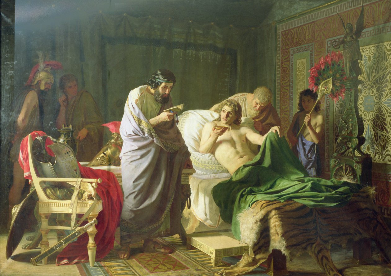 Confiança de Alexandre o Grande em seu médico Philippos, 1870 de Henryk Siemiradzki