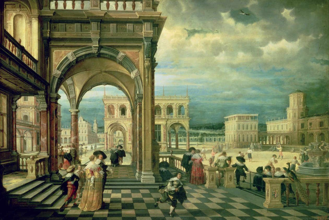 Palácio Italiano, 1623 (óleo sobre cobre) de Hendrik the Younger Steenwyck
