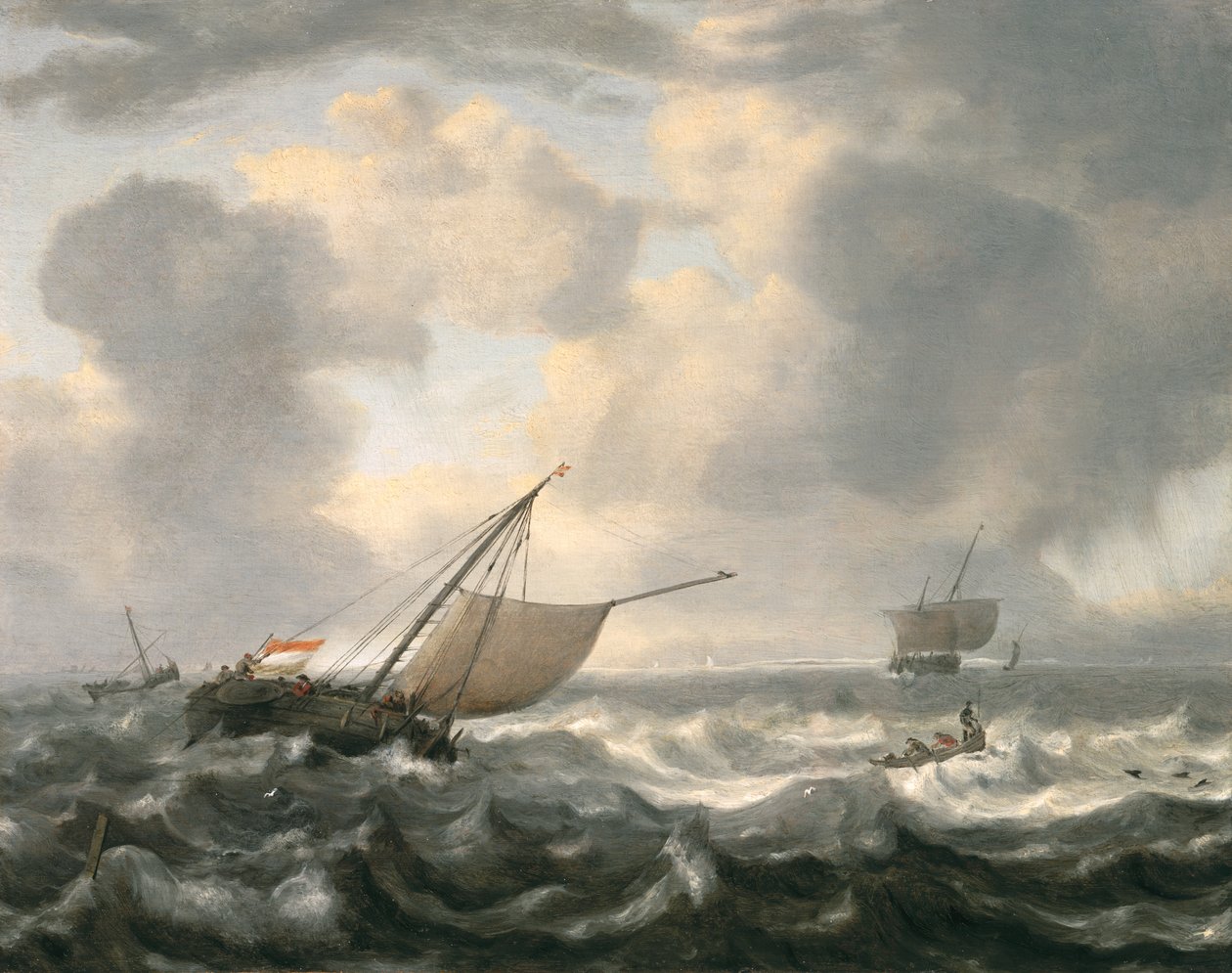 Navios em um mar agitado de Hendrik van Anthonissen