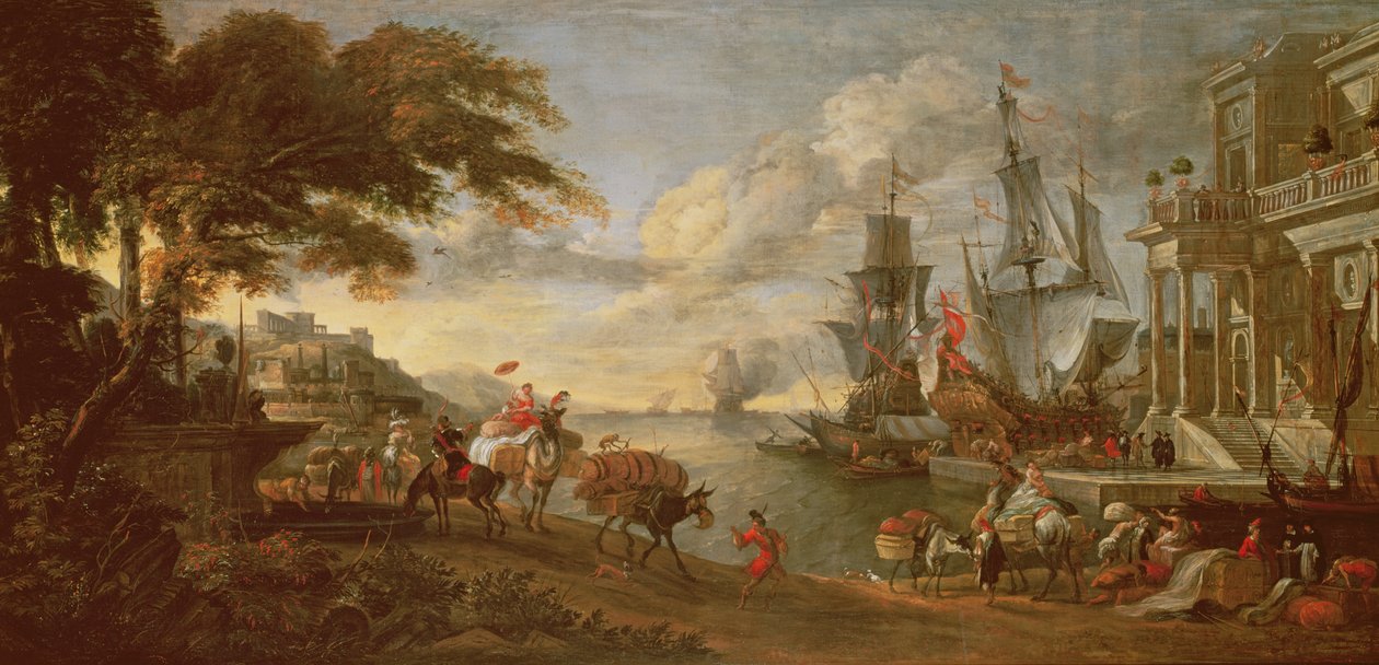 Vista de um porto no Oriente de Hendrik van Minderhout