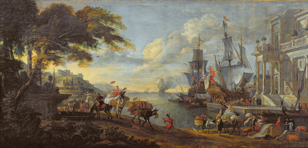 Vista de um porto oriental, 1688 de Hendrik van Minderhout