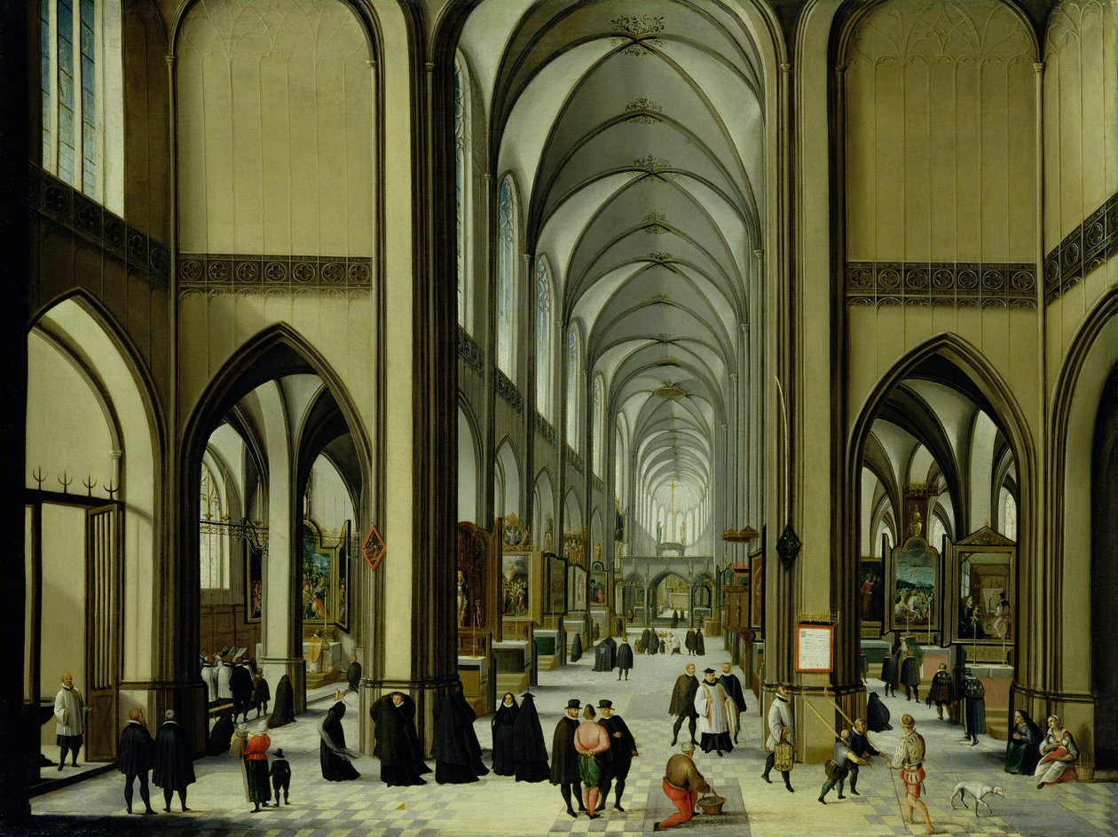 Interior da catedral de Antuérpia de Hendrik van Steenwyck