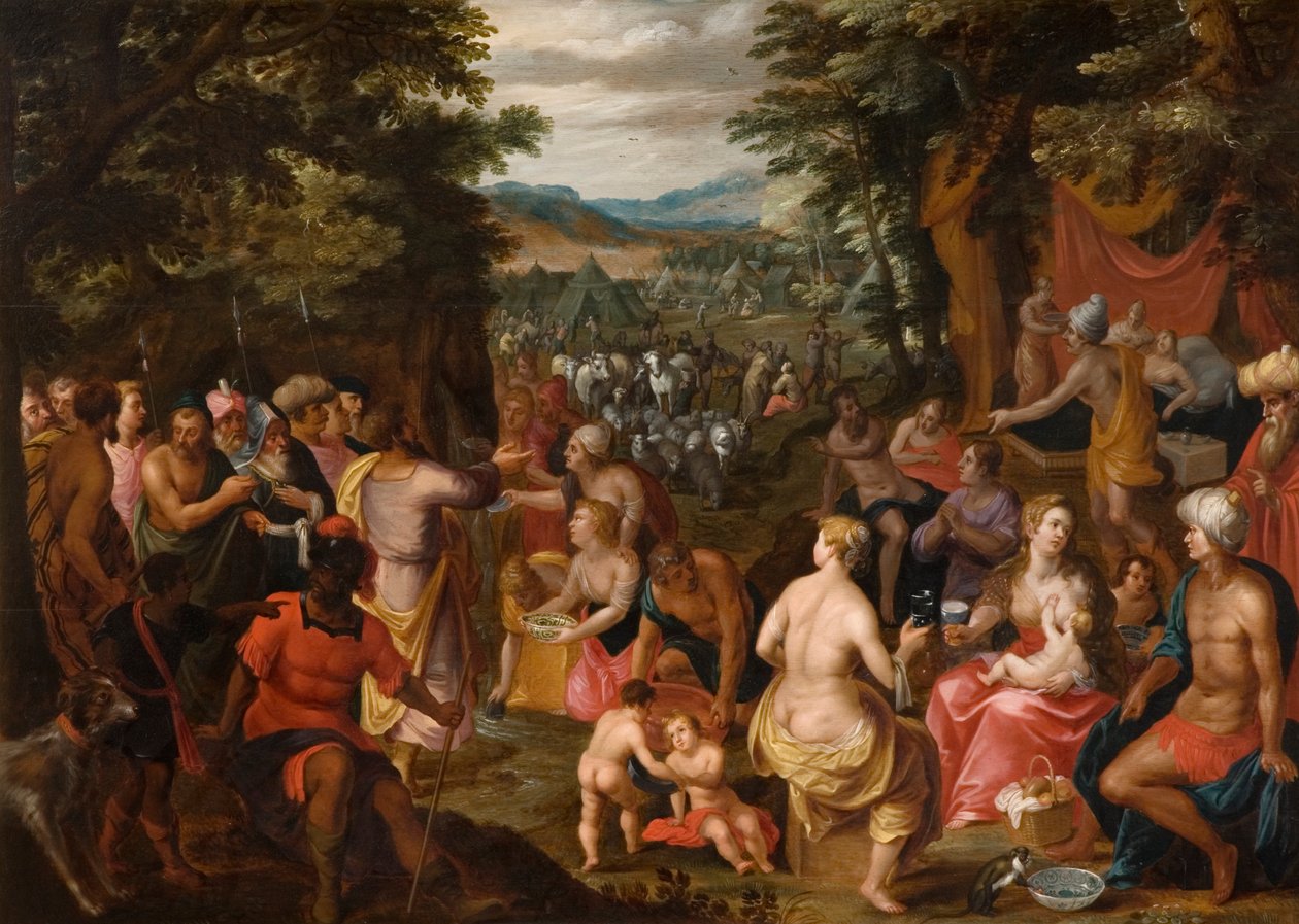Moisés batendo na rocha de Hendrik van the Elder Balen