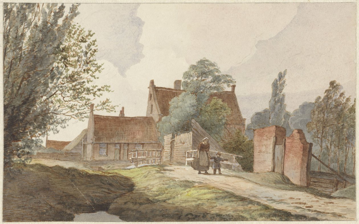Casas ao longo de um caminho perto de Amsterdã de Hendrik Abraham Klinkhamer