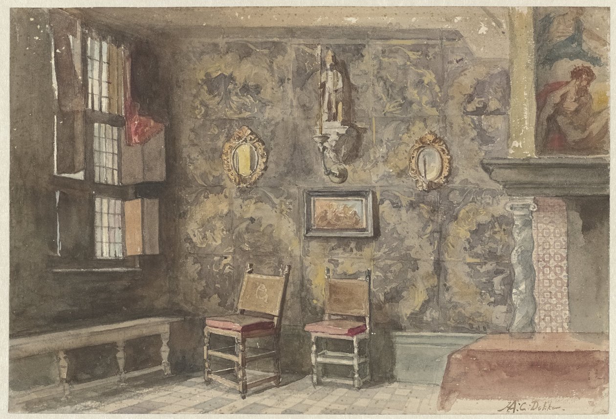 Interior do antigo Brouwershuis em Antuérpia de Hendrik Adriaan Christiaan Dekker