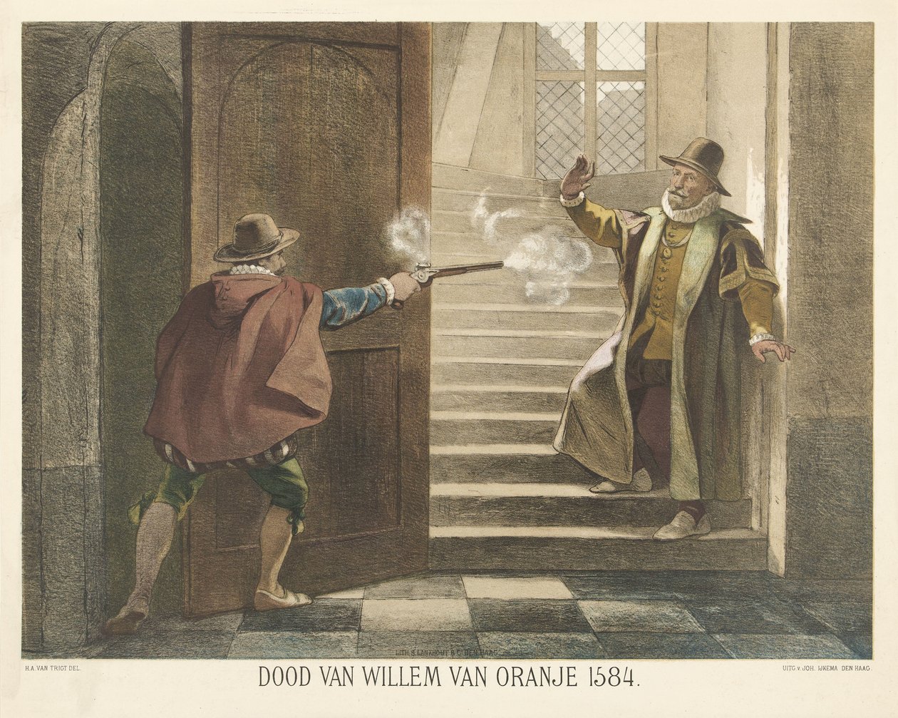 Assassinato de Guilherme de Orange, 1584 Morte de Guilherme de Orange 1584 (título no objeto) de Hendrik Albert van Trigt