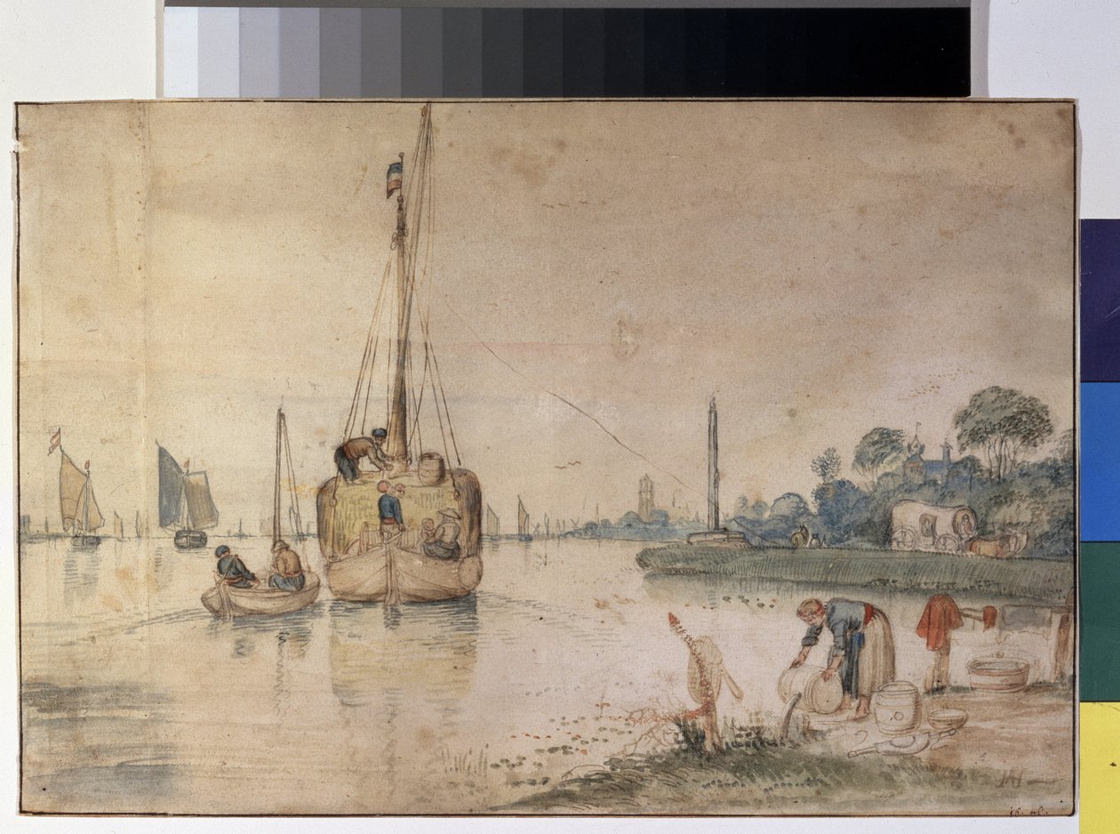 "Uma barcaça com feno" Desenho e conhecimento de Hendrick Avercamp (1585-1634) 1625-1630 Pushkin Museum of Fine Arts, Moscovo de Hendrik Avercamp