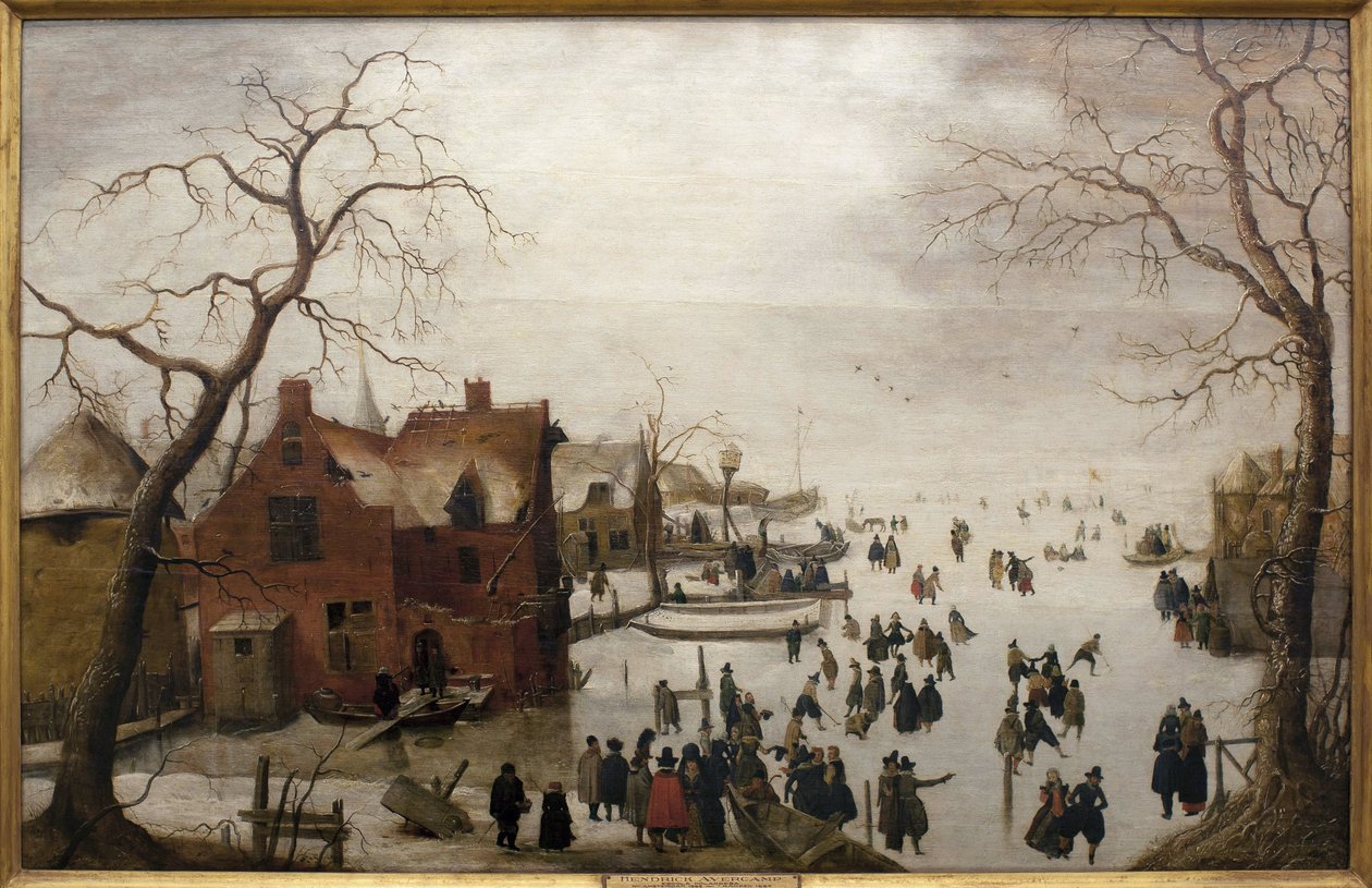 Cena de Inverno - Pintura de Hendrick Avercamp (1585-1634), óleo sobre madeira, cerca de 1620 (Cena de Inverno, de Hendrick Avercamp, óleo sobre painel, cerca de 1620) - Musee d
