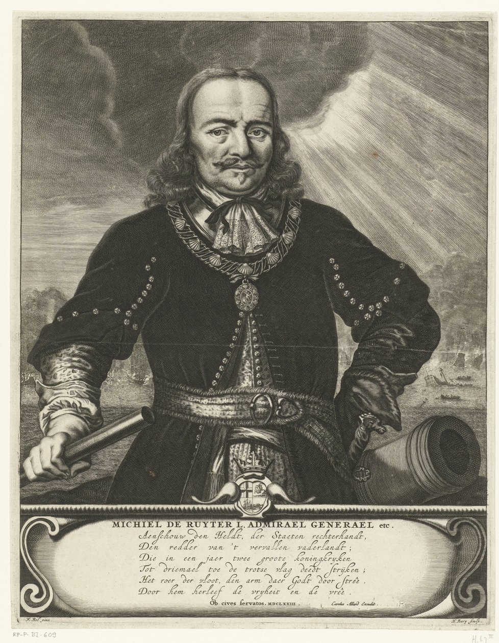 Retrato de Michiel Adriaansz. de Ruyter de Hendrik Bary