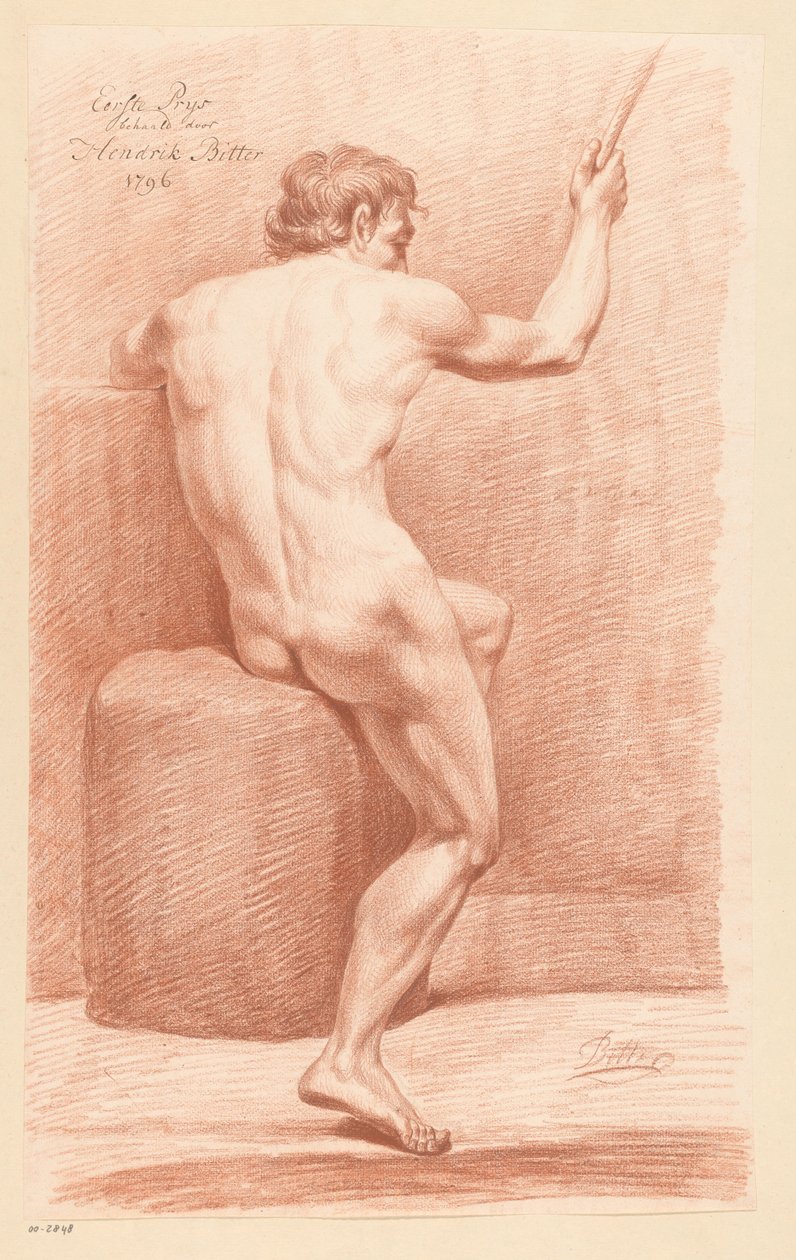 Sentado nu masculino, visto por trás (1º prémio 1796) de Hendrik Bitter