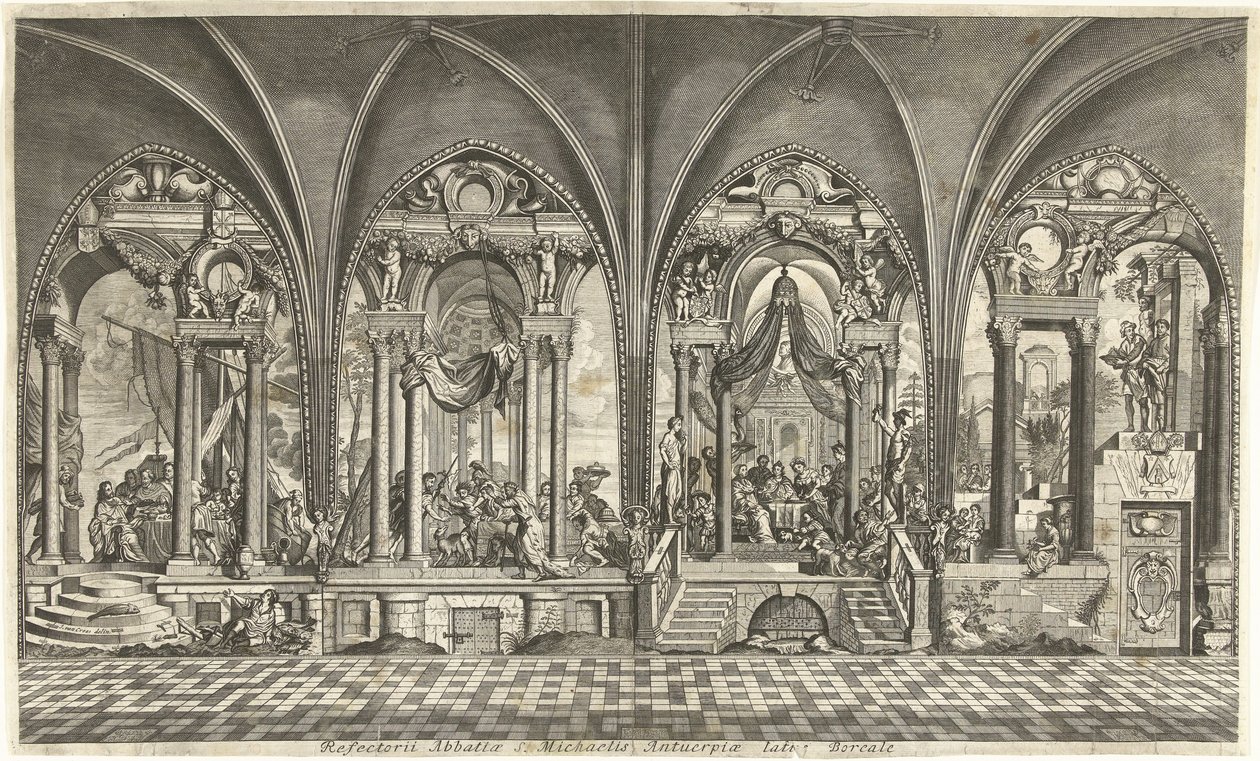 Pinturas no refeitório da Abadia de São Miguel em Antuérpia de Hendrik Causé