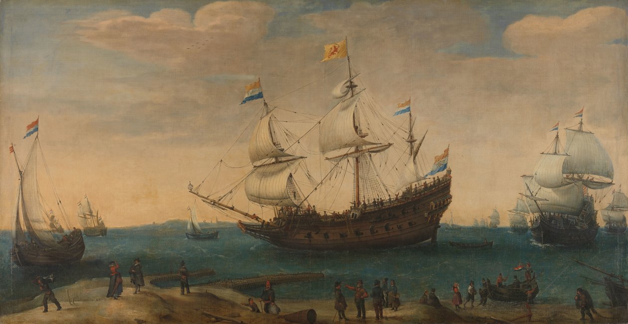 Um número de East Indiamen fora da costa (As Maurícias e outros East Indiamen Saindo do Marsdiep) de Hendrick Cornelisz. Vroom