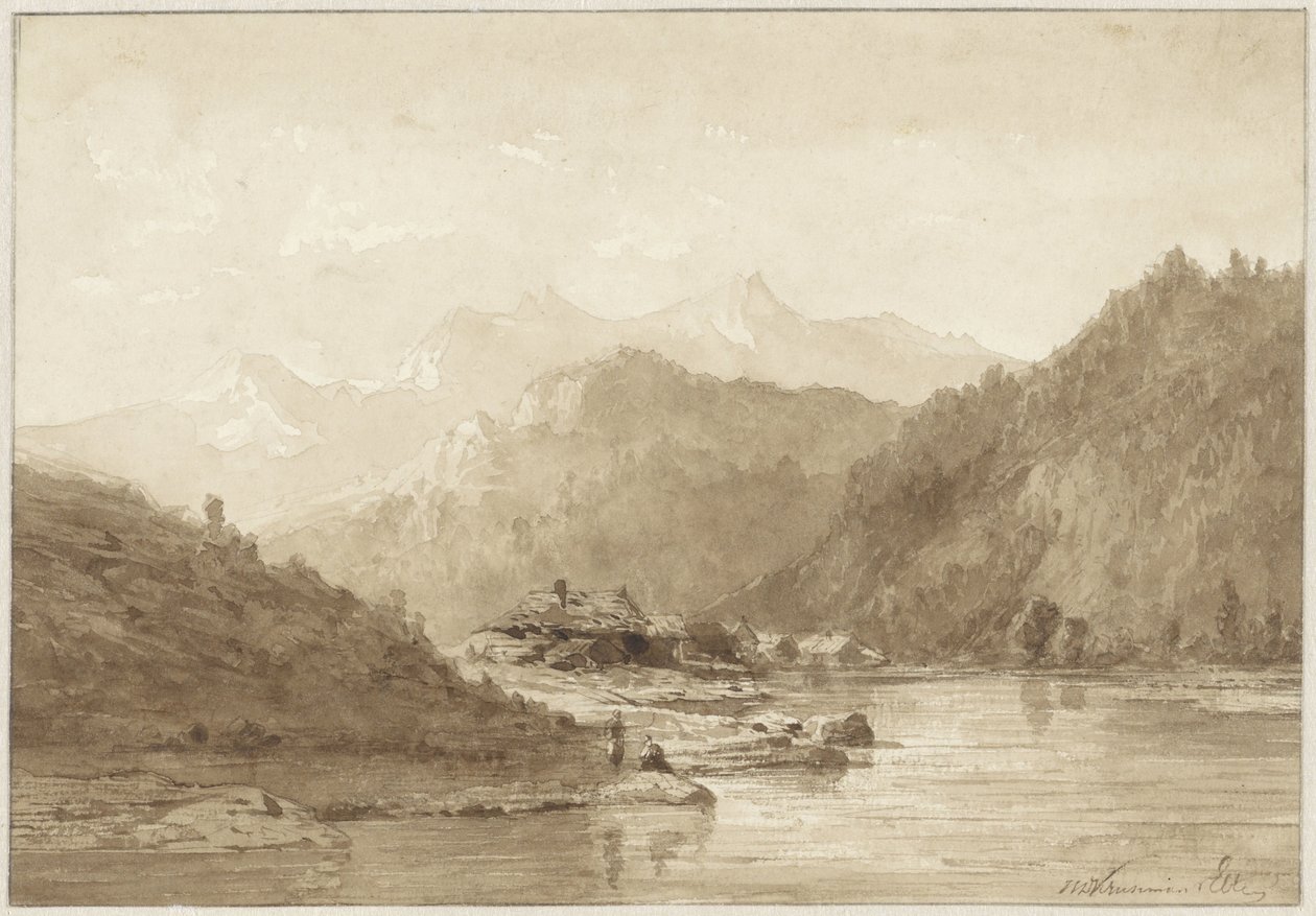 Paisagem montanhosa com lago de Hendrik Dirk Kruseman van Elten