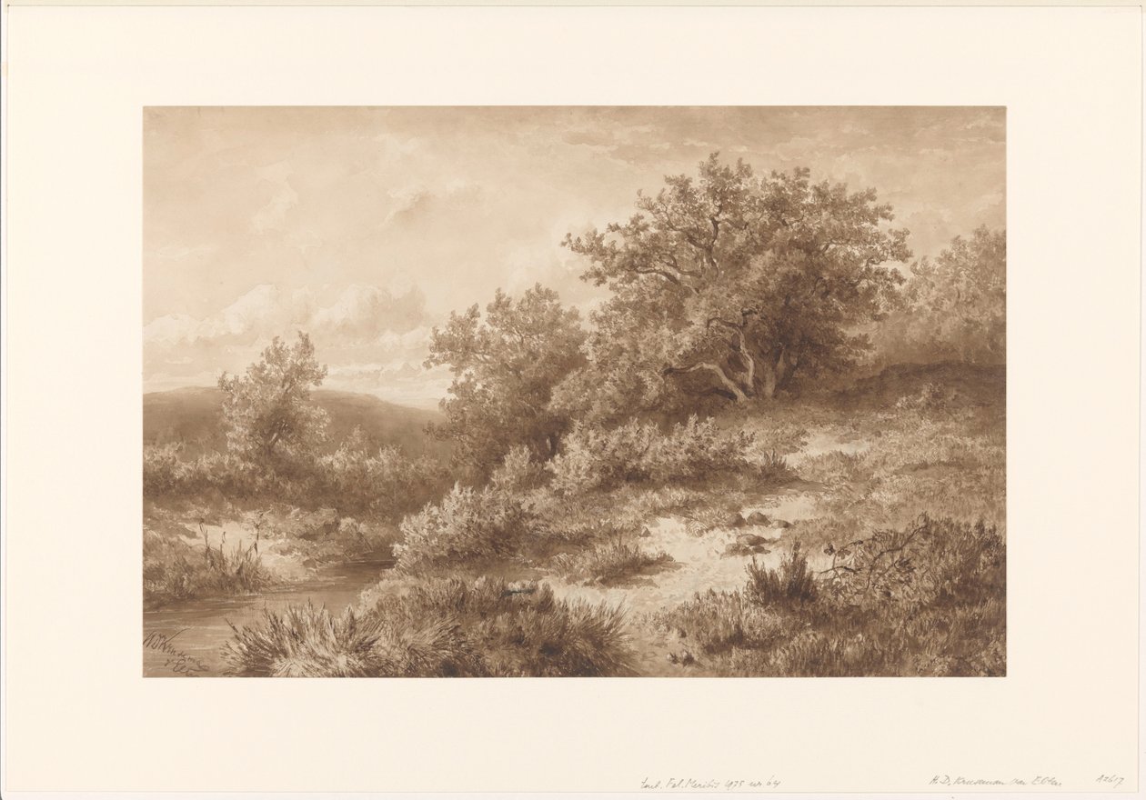 Paisagem com riacho e arbustos de Hendrik Dirk Kruseman van Elten