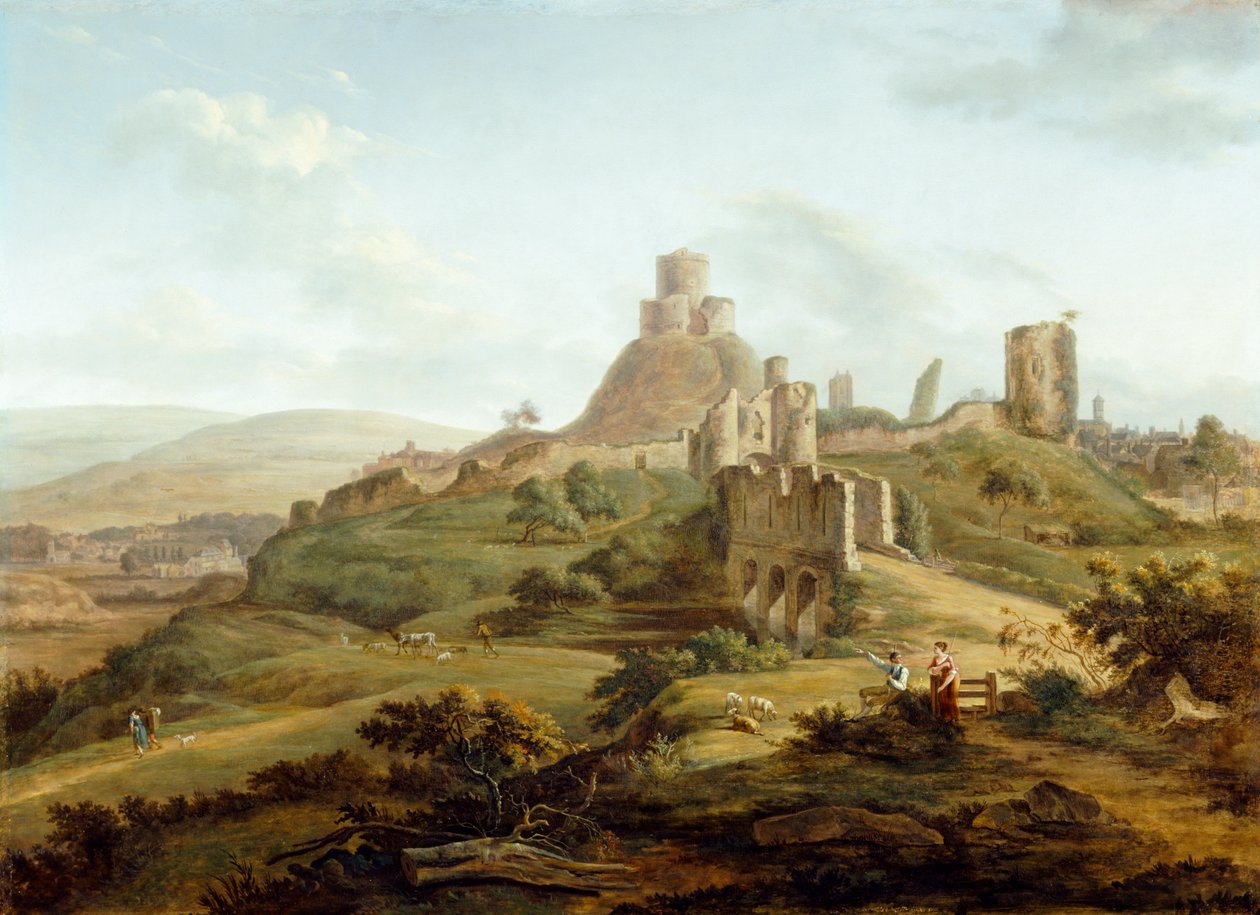 Vista do Castelo de Launceston a partir do sul de Hendrik Frans de Cort