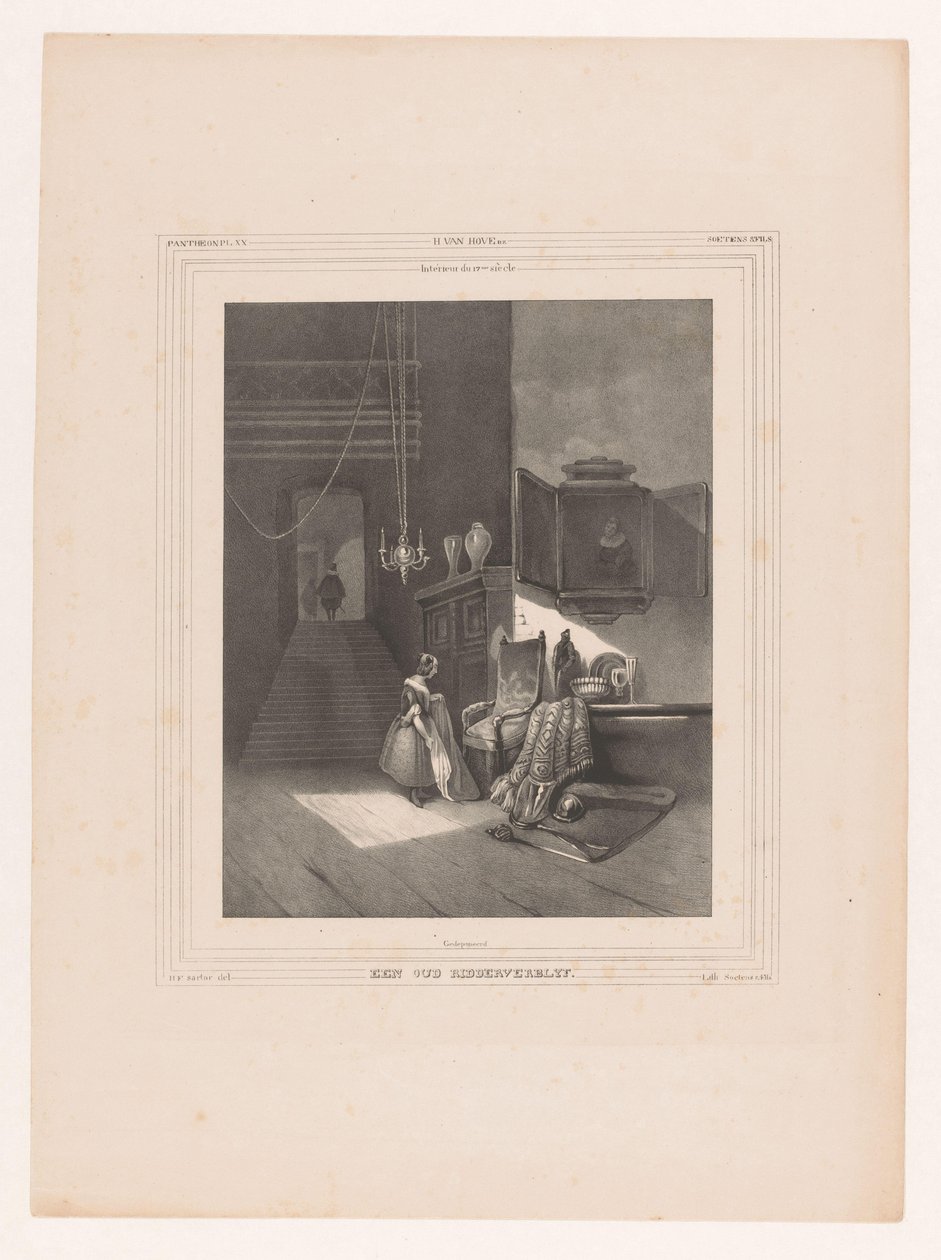 Vrouw in interieur
17th century interior / Een oud ridderververblyf (título sobre o objecto) de Hendrik Frederik Sartor