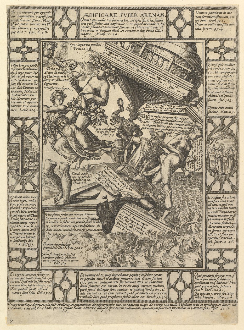 Aedificare Super Arenam, de Alegorias da Fé Cristã, de Christian e P ..., 1575-1617. de Hendrik Goltzius