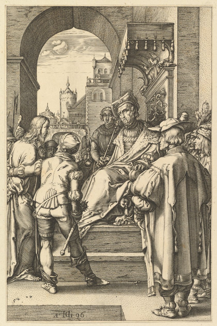 Cristo diante de Pilatos, de A Paixão de Cristo, 1596. de Hendrik Goltzius