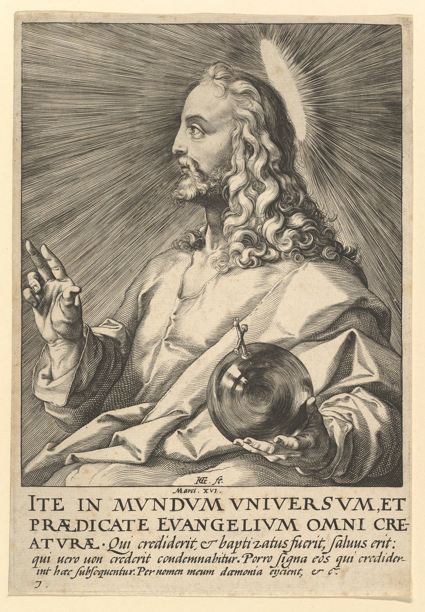 Cristo, de Cristo, os Apóstolos e São Paulo com o Credo, ca. 1589 de Hendrik Goltzius