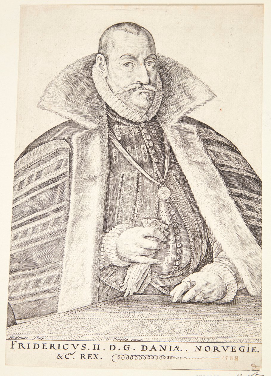 Dinamarquês: Frederik II, Rei da Dinamarca e da Noruega de Hendrik Goltzius