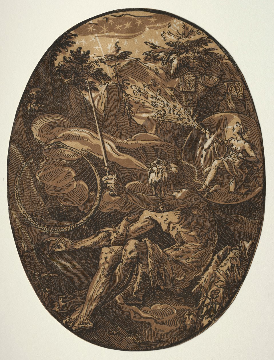 Demogorgon na Caverna da Eternidade, c. 1588 de Hendrik Goltzius
