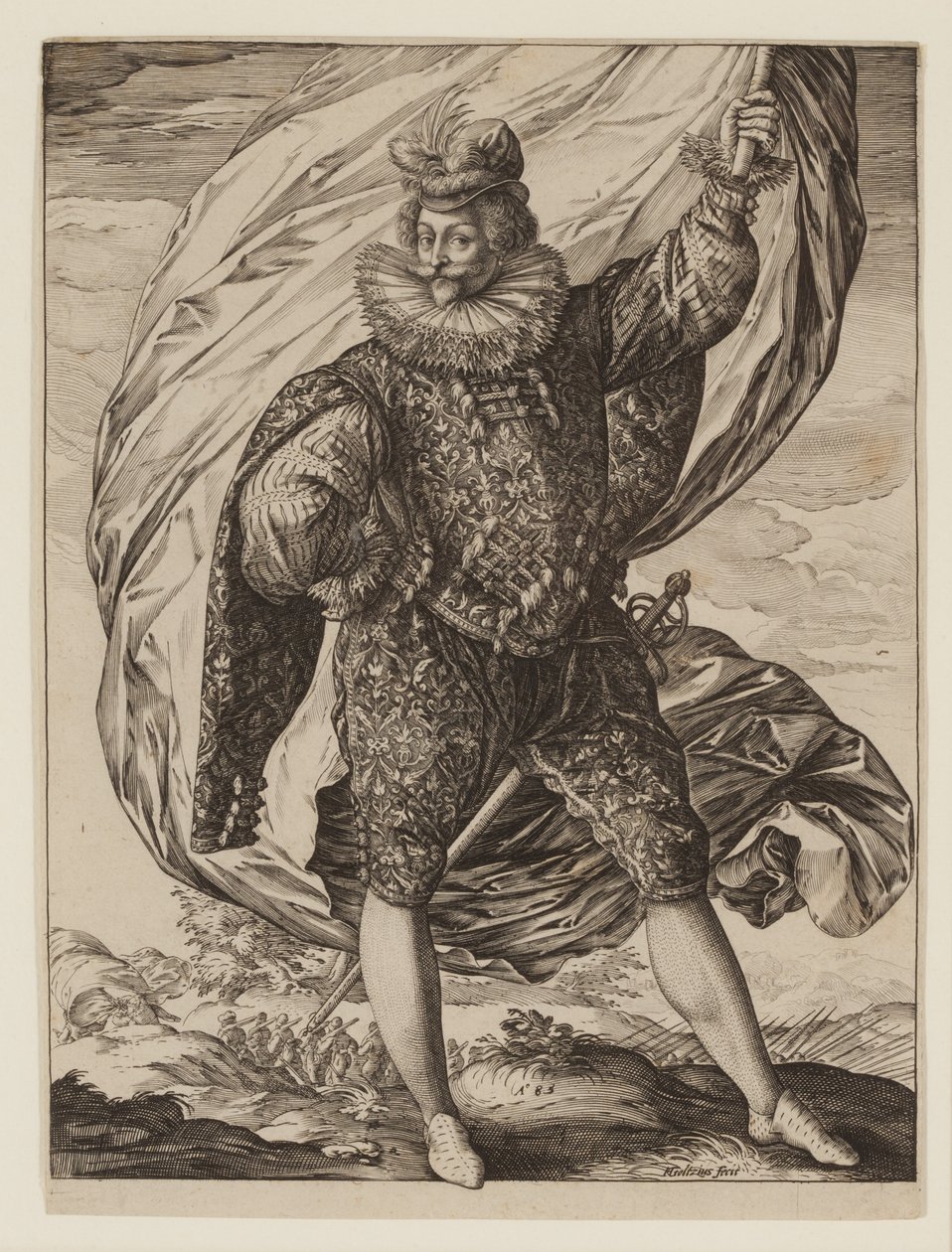 Portador da bandeira Gerrit Pieters Ruicharer de Hendrik Goltzius