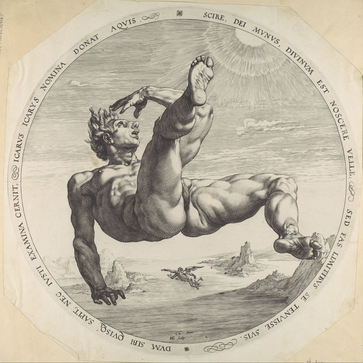 Ícaro, dos quatro desagradadores, 1588 de Hendrik Goltzius