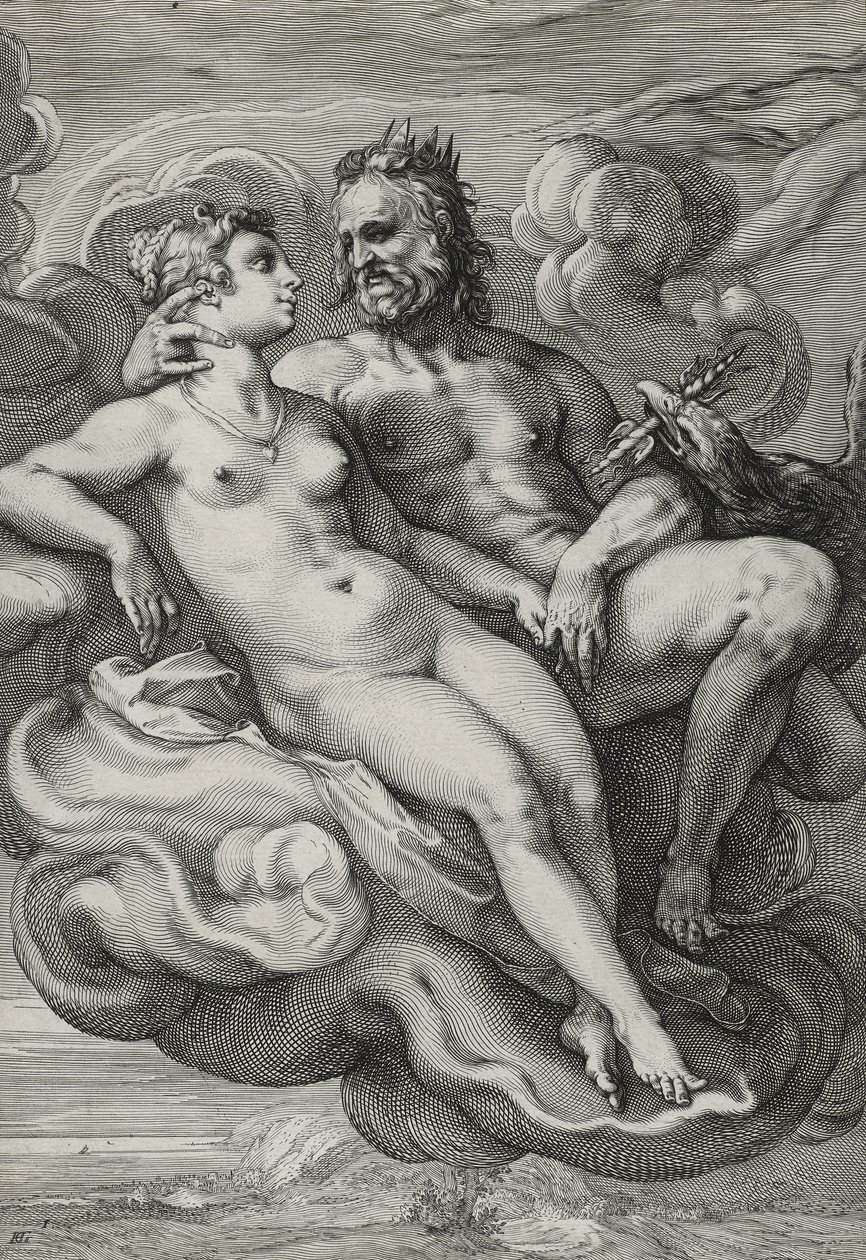 Júpiter e Juno, c.1593-94 (gravura em papel) de Hendrik Goltzius