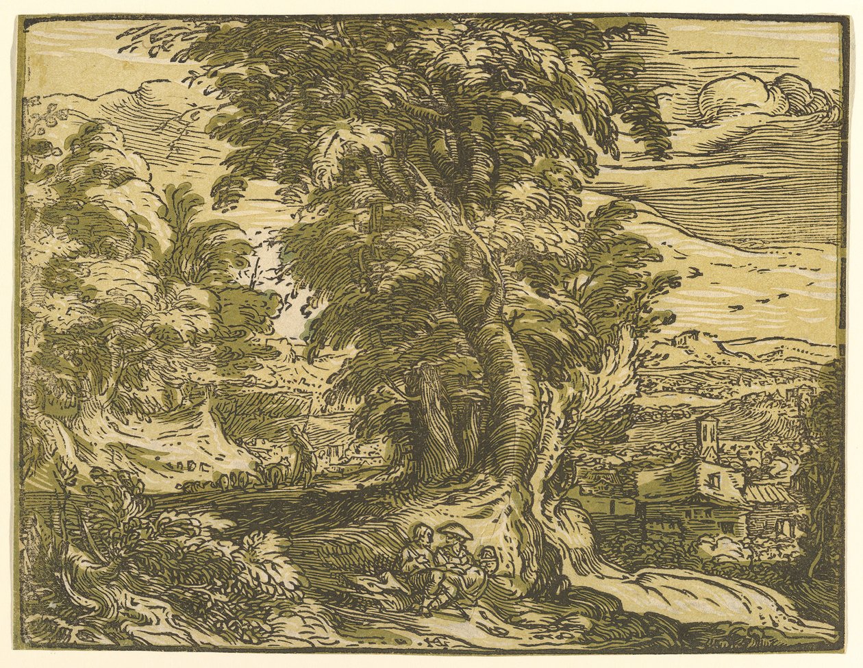Paisagem com Casal Sentado, após 1595. de Hendrik Goltzius