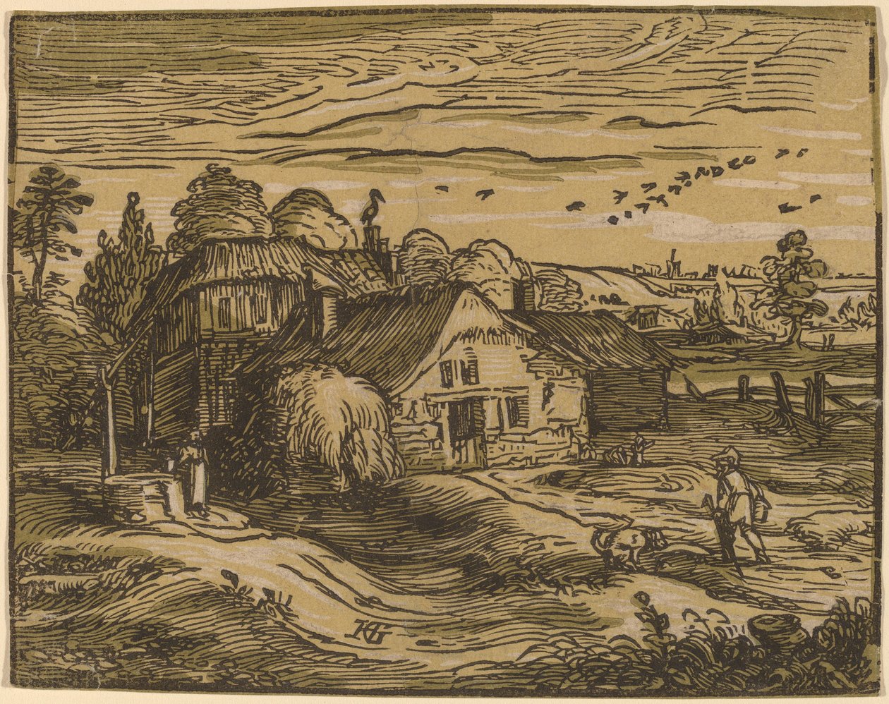 Paisagem com uma casa de fazenda de Hendrik Goltzius