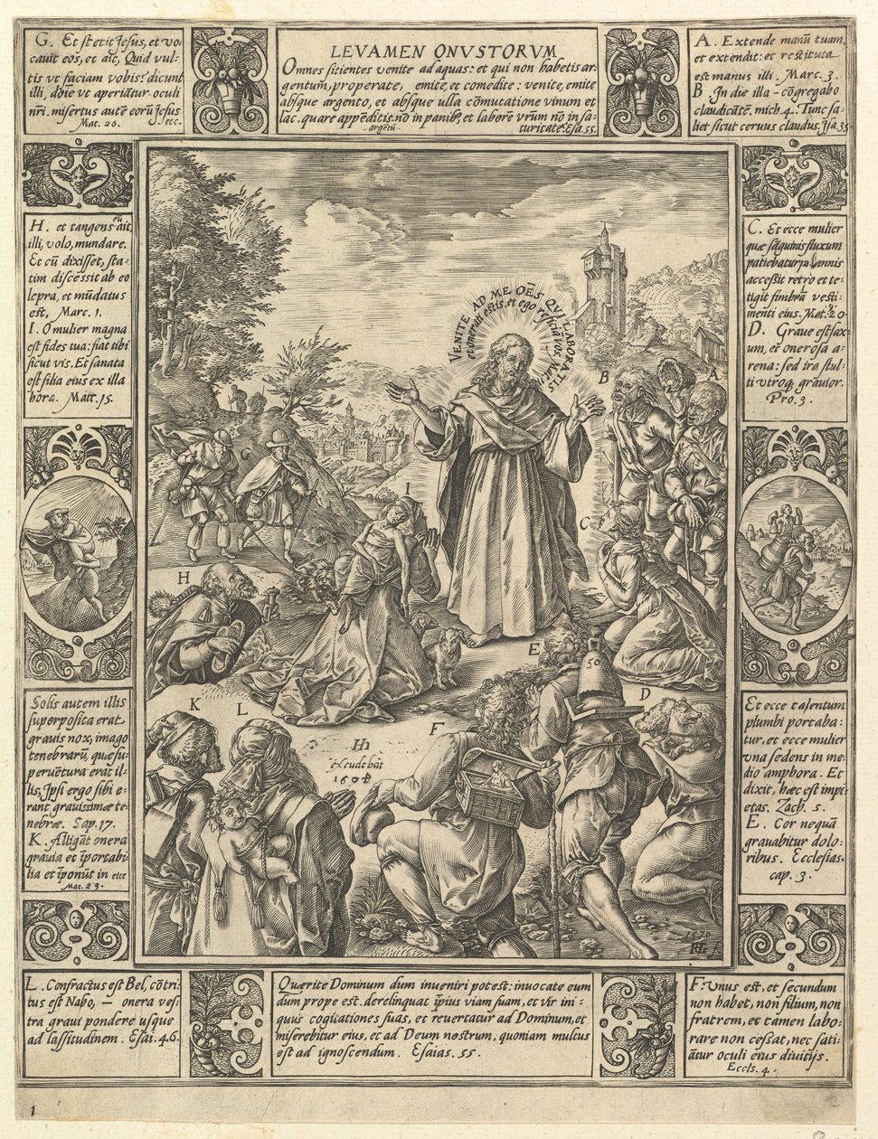 Levamen Onostrorum, de Alegorias da Fé Cristã, de Christian and Profane All ..., 1604. de Hendrik Goltzius