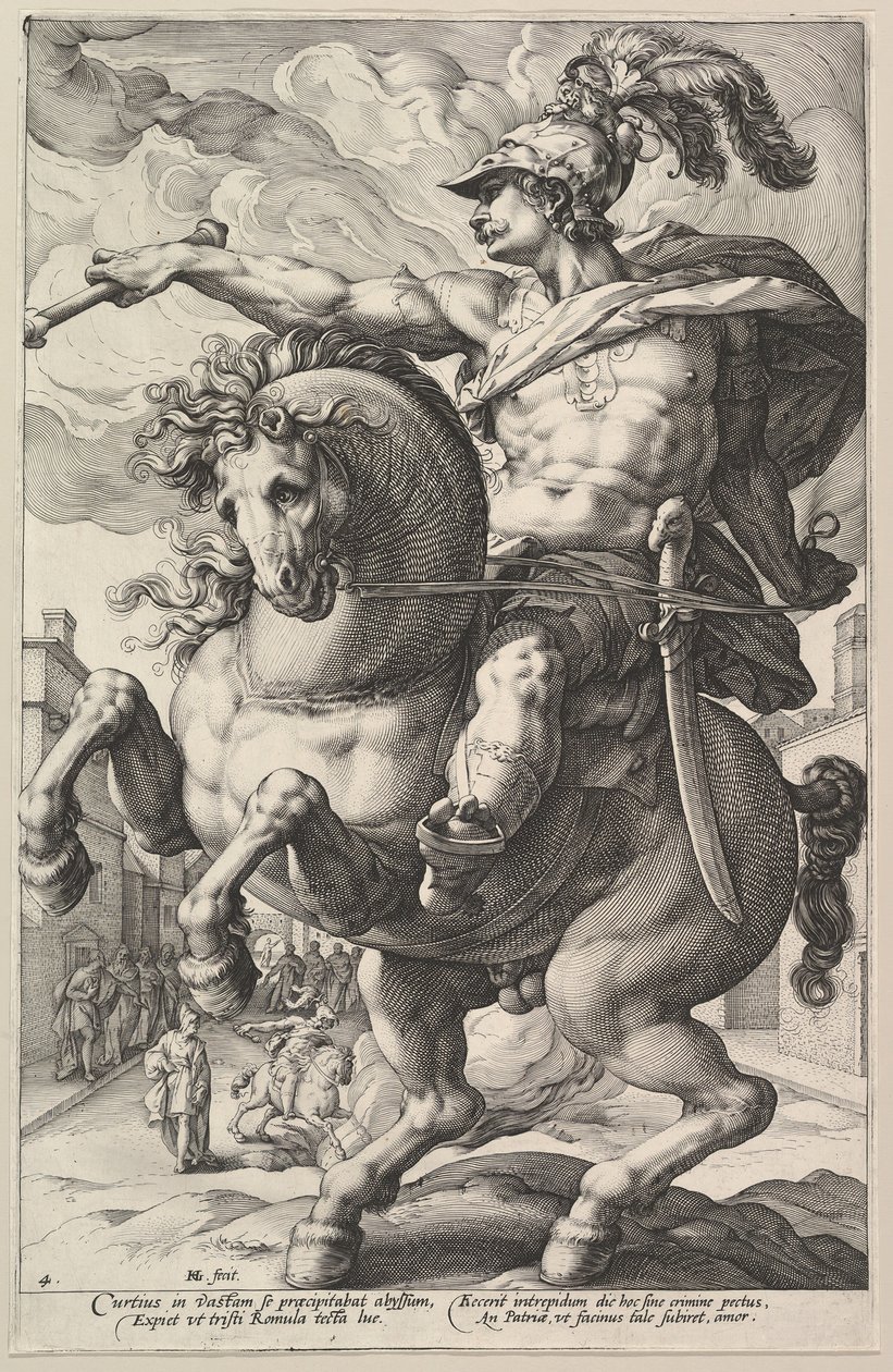 Marcus Curtius, da série Os Heróis Romanos, 1586. de Hendrik Goltzius