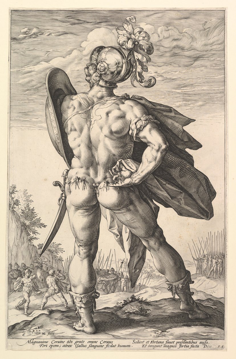 Marcus Valerius, da série Os Heróis Romanos, 1586. de Hendrik Goltzius