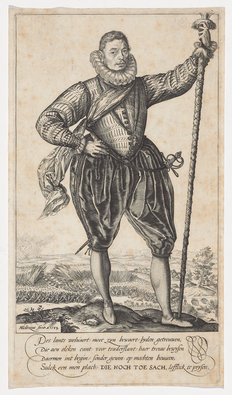 Pike-Bearer, virado para a direita, 1583 de Hendrik Goltzius