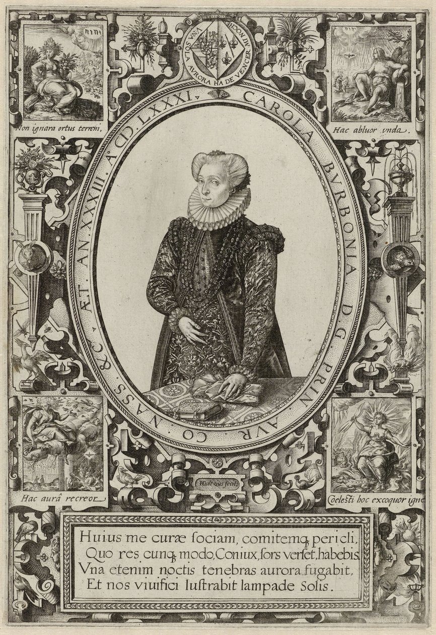 Retrato de Charlotte de Bourbon, 1581 de Hendrik Goltzius