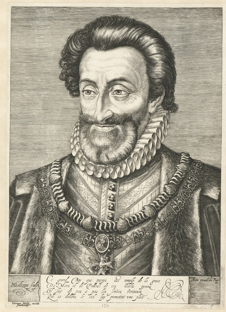 Retrato do rei Henrique IV da França, ca. 1600 de Hendrik Goltzius