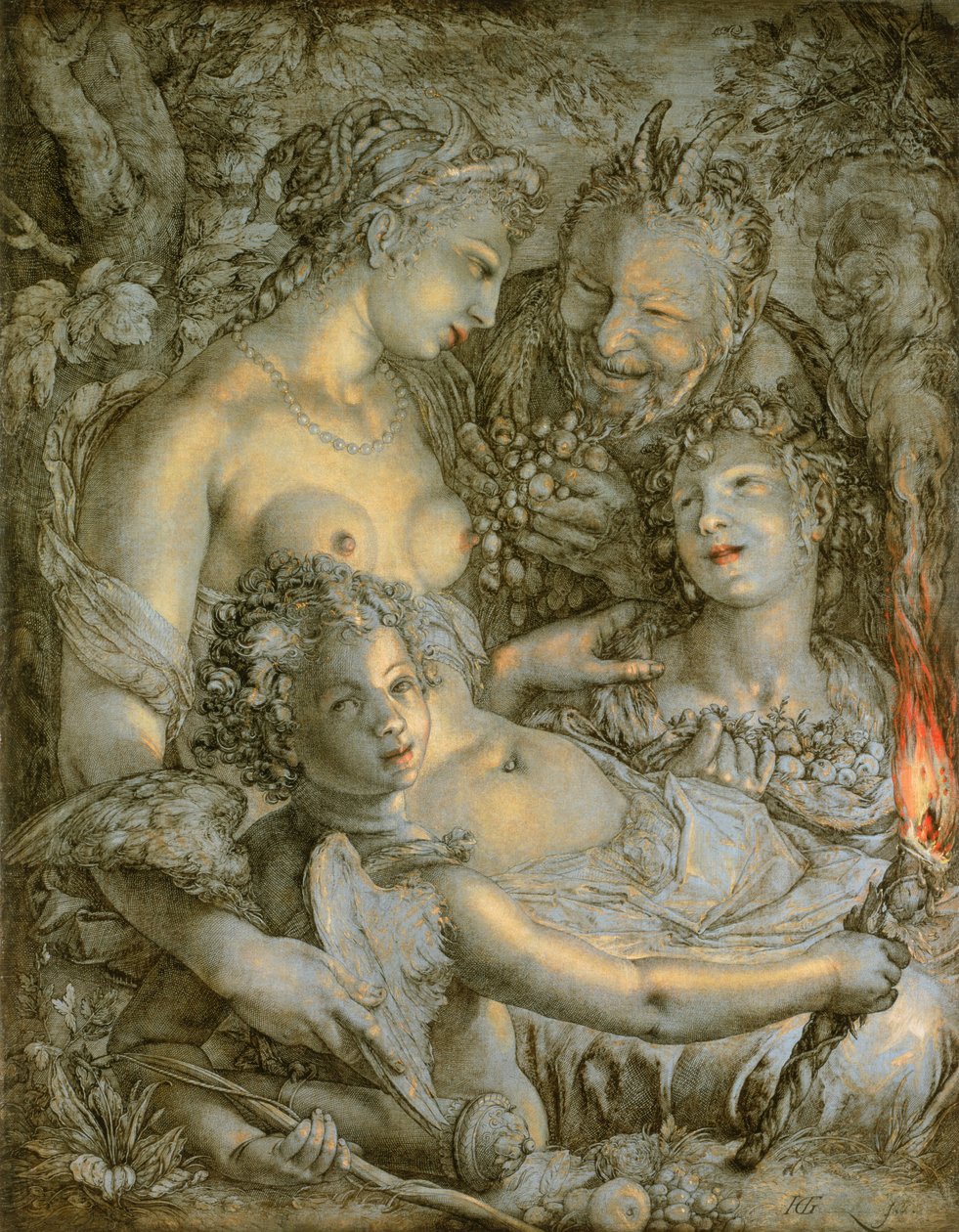 Sine Cerere et Libero friget Venus (Sem Ceres e Baco, Vénus congelaria) de Hendrik Goltzius