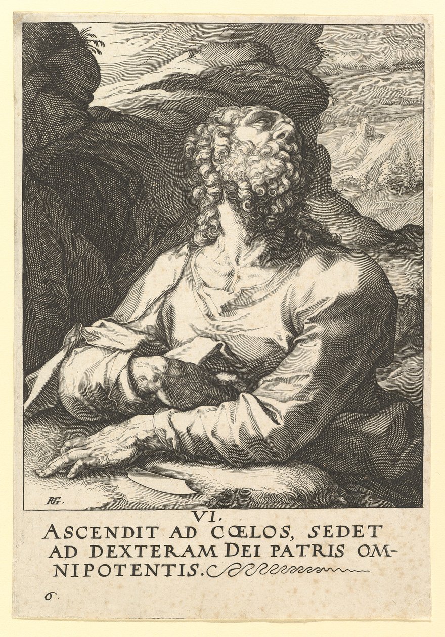 São Bartolomeu, de Cristo, os Apóstolos e São Paulo com o Credo, ca. 1589 de Hendrik Goltzius