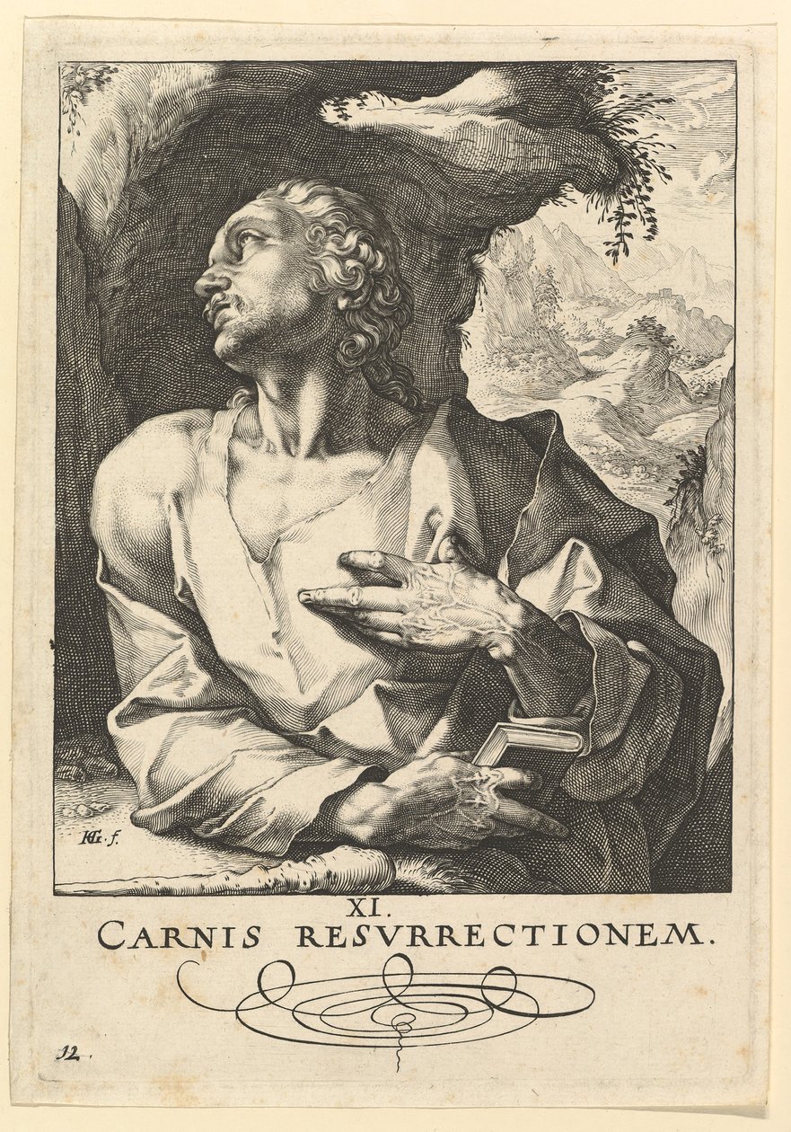 São Judas Tadeu, de Cristo, os Apóstolos e São Paulo com o Credo, ca. 1589 de Hendrik Goltzius