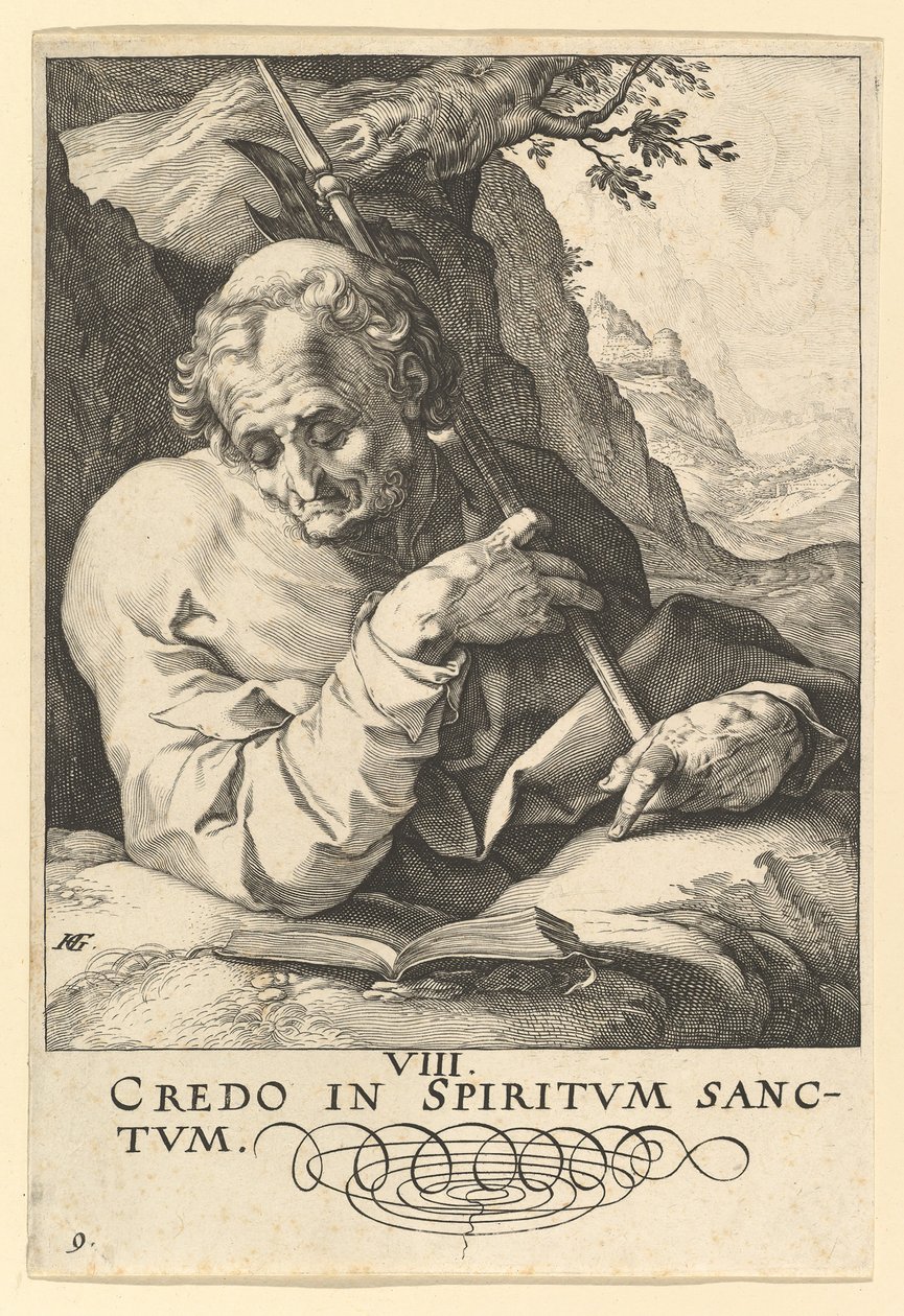 São Mateus, de Cristo, os Apóstolos e São Paulo com o Credo, ca. 1589 de Hendrik Goltzius