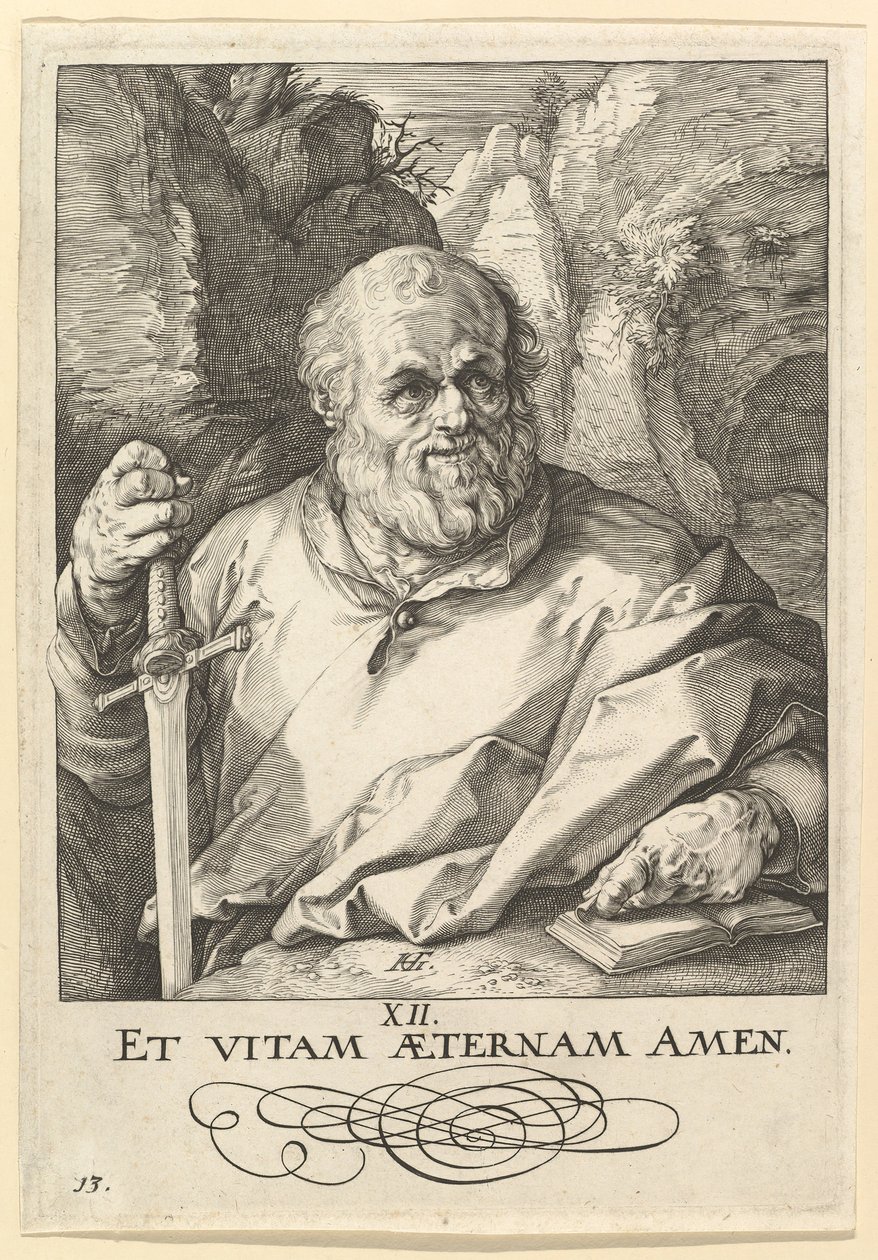 São Matias, de Cristo, os Apóstolos e São Paulo com o Credo, ca. 1589 de Hendrik Goltzius