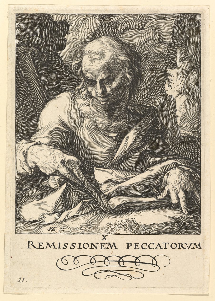 São Simão, de Cristo, os Apóstolos e São Paulo com o Credo, ca. 1589 de Hendrik Goltzius