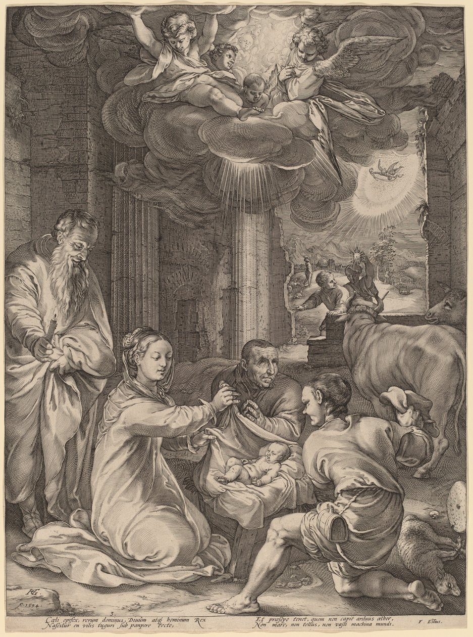 A adoração dos pastores de Hendrik Goltzius
