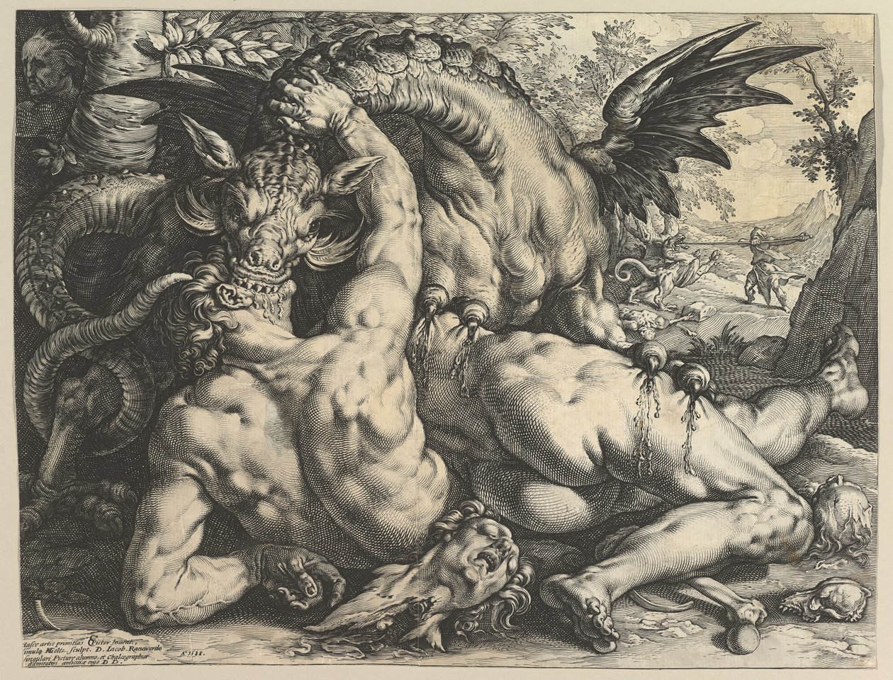 O Dragão Devorando os Companheiros de Cadmus, 1588. de Hendrik Goltzius