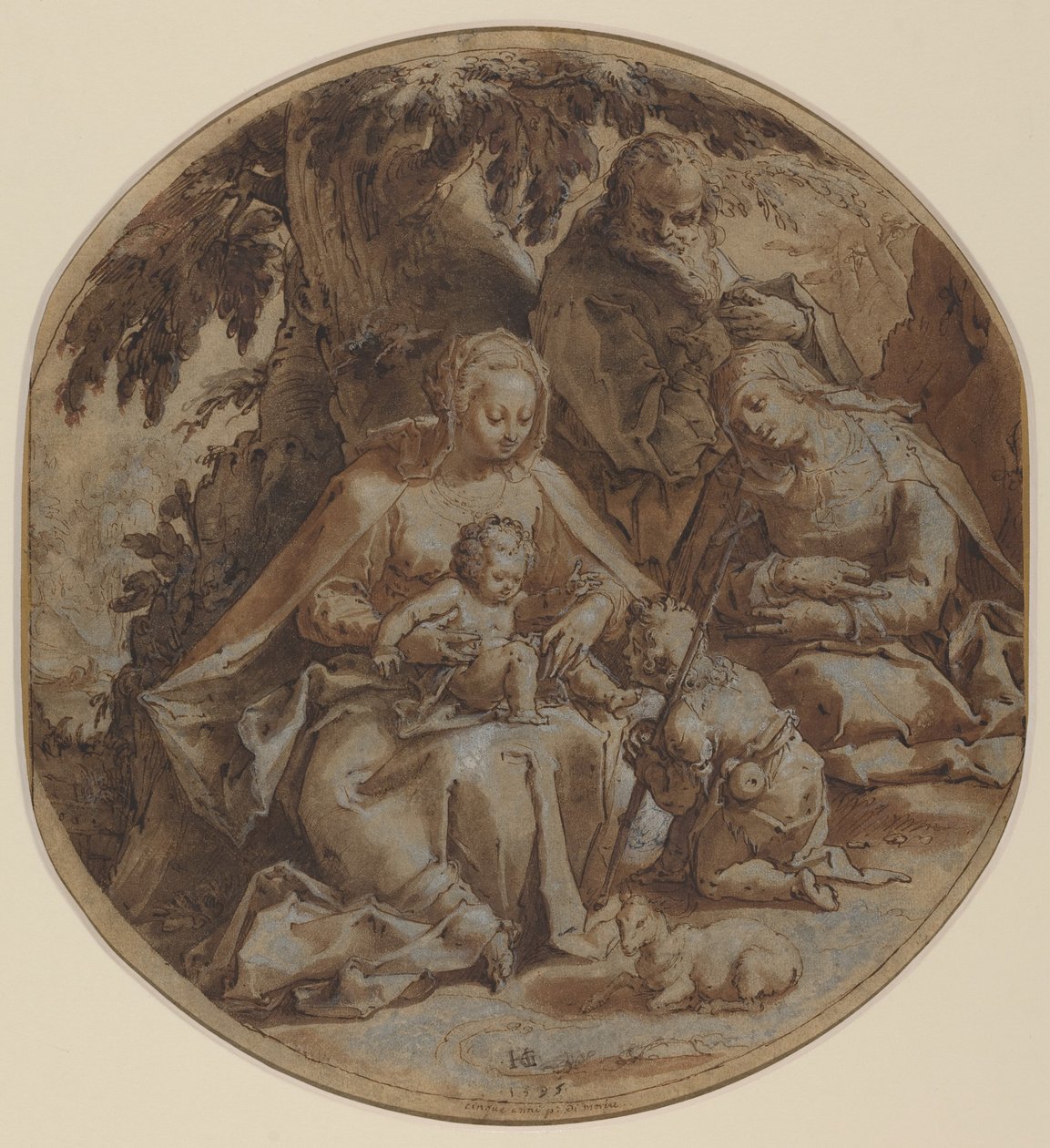 A Sagrada Família com Santa Isabel e São João Batista de Hendrik Goltzius