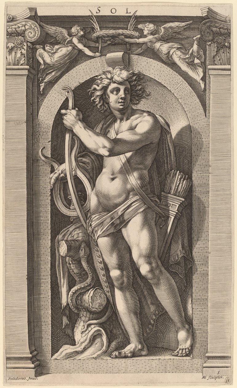 Sol ou Apolo de Hendrik Goltzius after Polidoro da Caravaggio