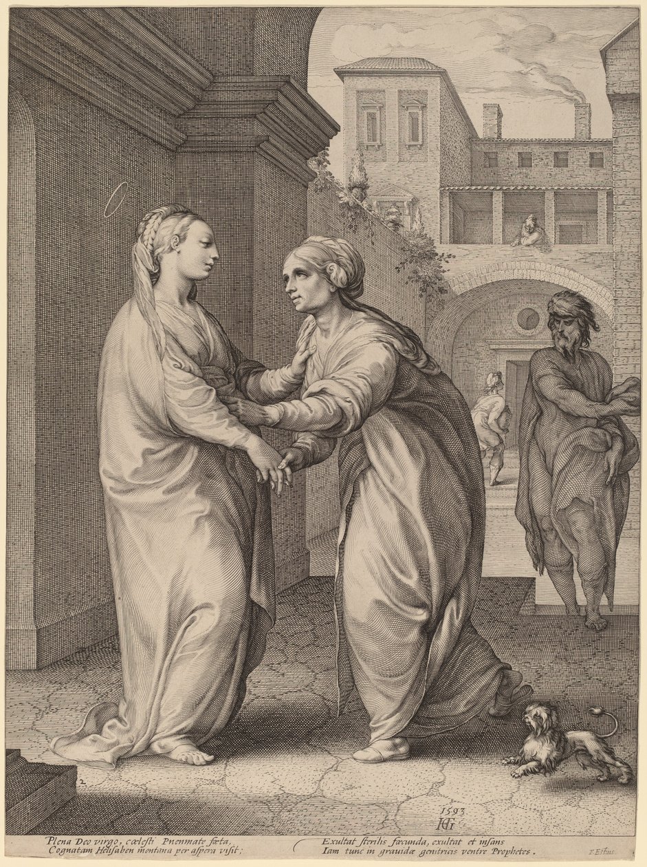 A Visitação de Hendrik Goltzius in the style of Parmigianino